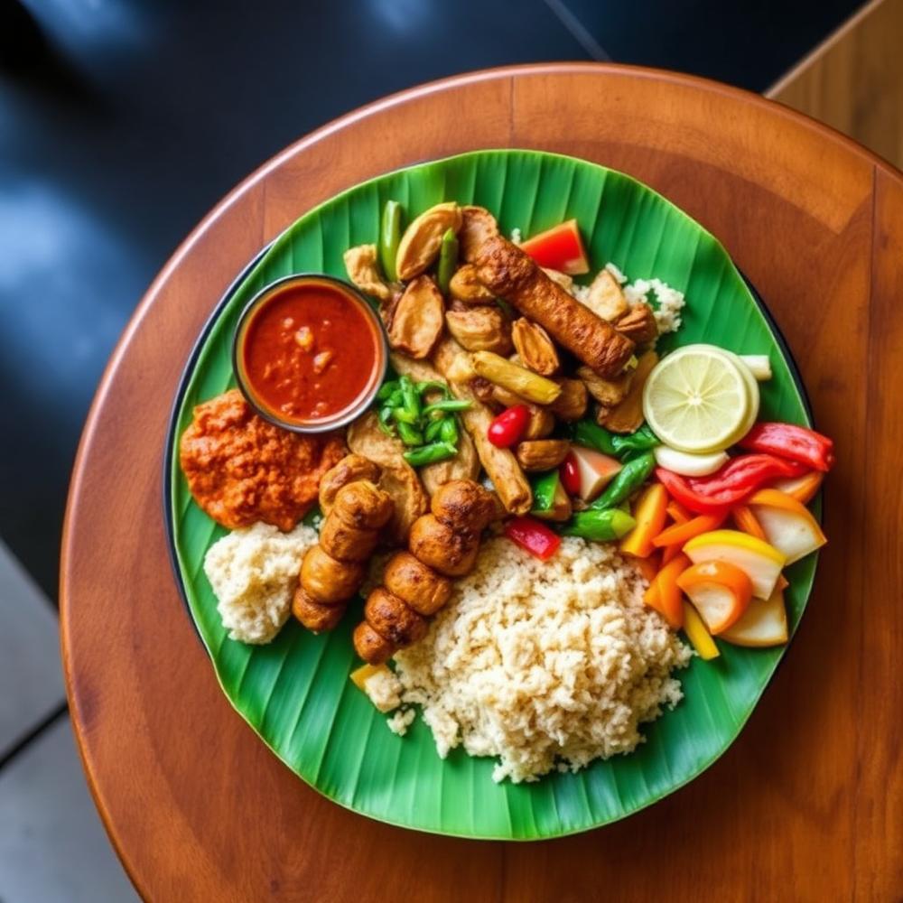Penida Nasi Campur — Balinese at Father Field Bistro, Nusa Penida.