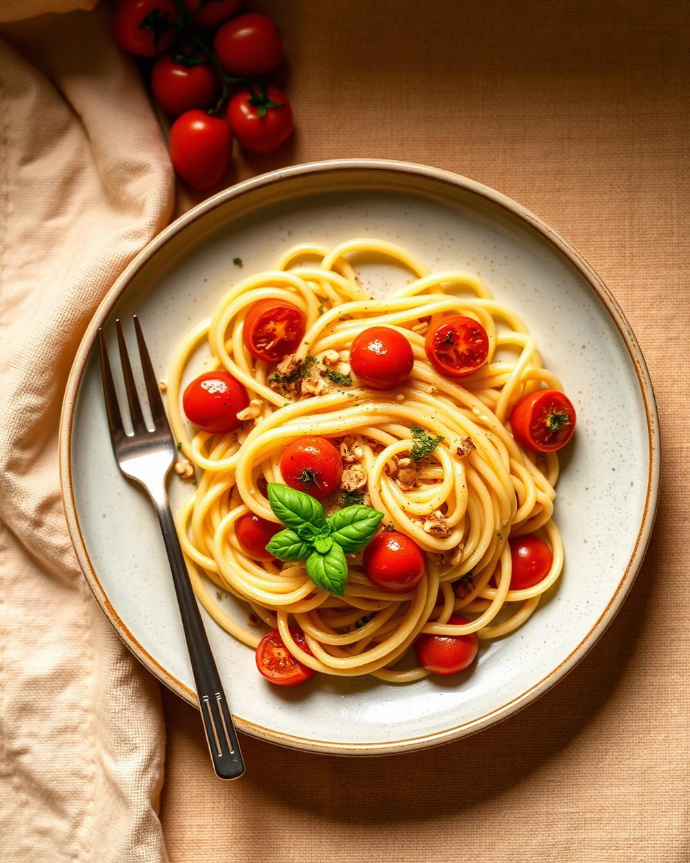 Nusa Penida Harvest — Hand-rolled fettuccine, sun-dried tomatoes, basil, local pine nuts. Father Field Bistro, Nusa Penida.