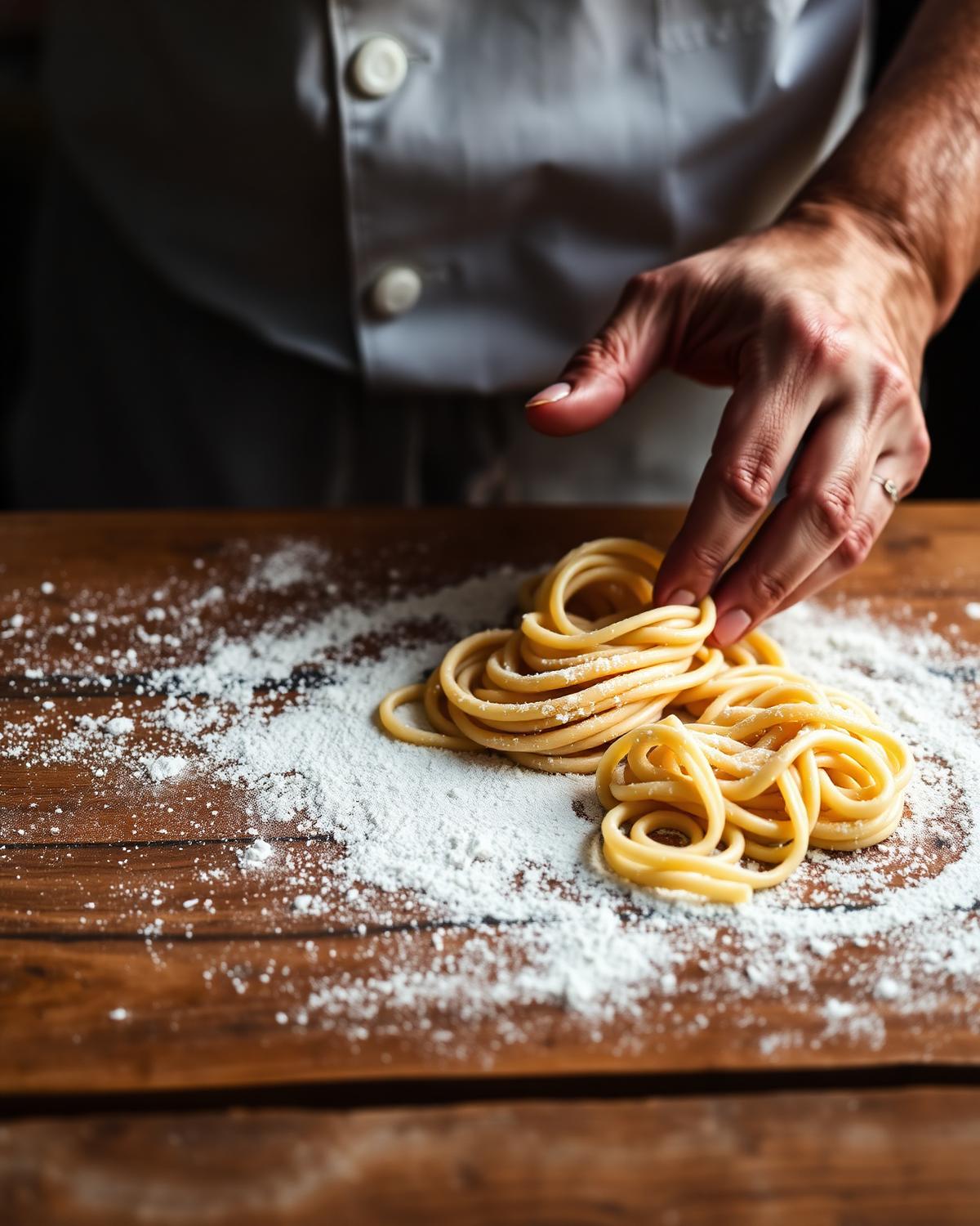 Chef preparing fresh handmade pasta